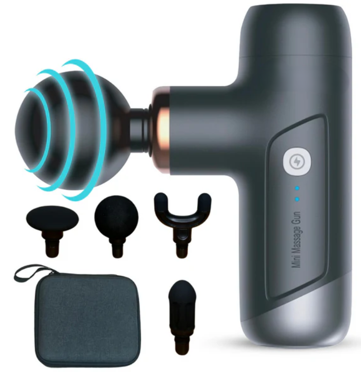 Mini Massage Gun: Pocket-Sized Deep Tissue Massager with Carry Case, Quiet & Compact, Handheld & Travel-Friendly, Ideal for Athletes & Office Gifts, Attachments Included.