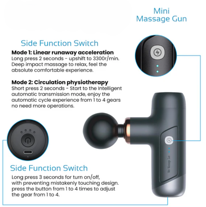 Mini Massage Gun: Pocket-Sized Deep Tissue Massager with Carry Case, Quiet & Compact, Handheld & Travel-Friendly, Ideal for Athletes & Office Gifts, Attachments Included.