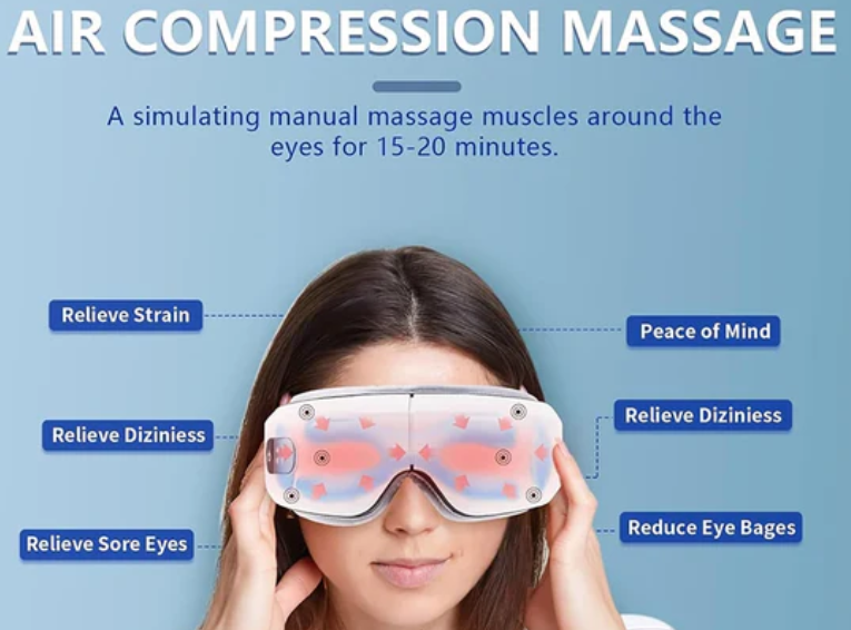 Eye Massager with Heat and Vibration with Massage and Voice Prompt Function with Bluetooth Music Eye Protector Rechargeable Eye mask to Relieve Eye Fatigue and Dark Circles