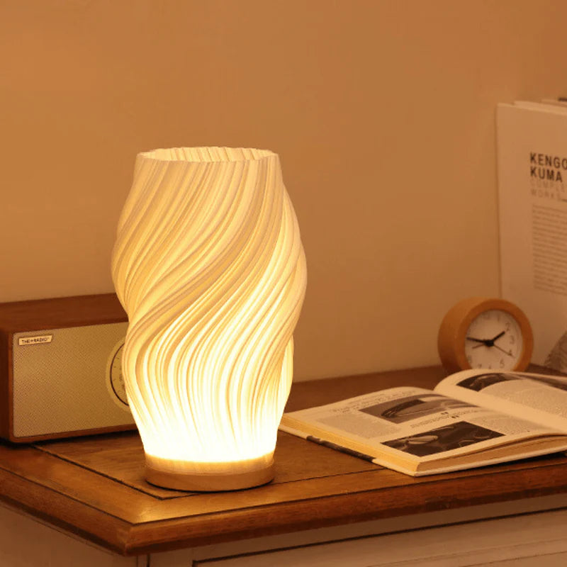 LED Table Light with 3D Printed Shade, 3 Color Modes, 9 Brightness Levels, Touch Control, USB Powered