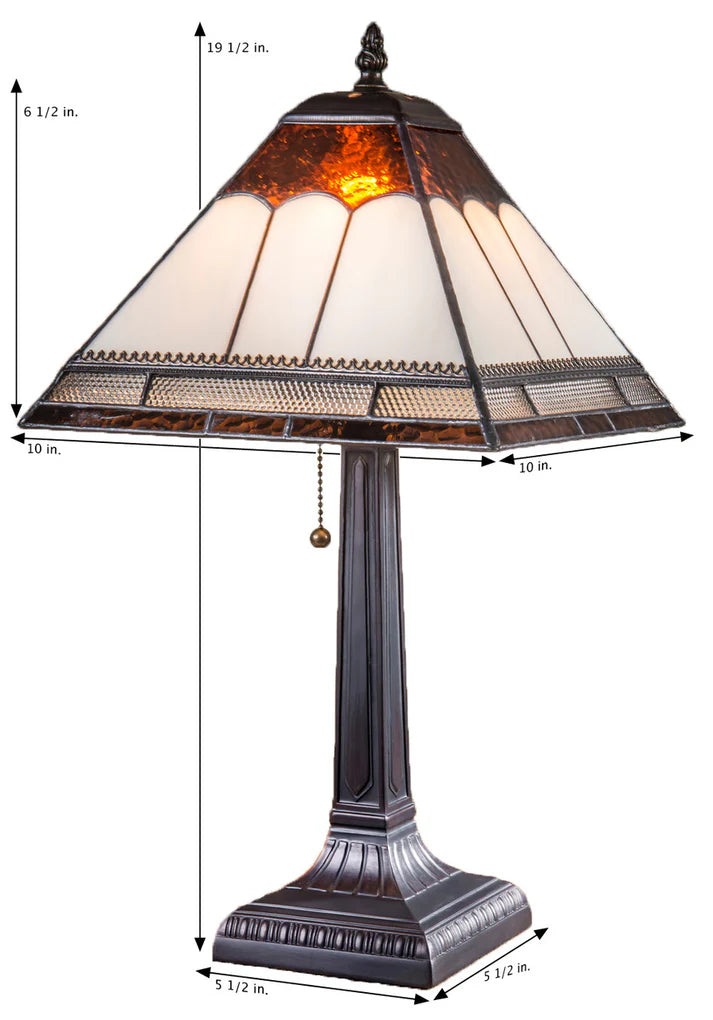 Table Lamp Ivory Brown Clear Metal Filigree Accent Light