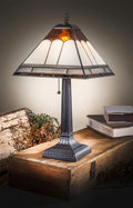 Table Lamp Ivory Brown Clear Metal Filigree Accent Light